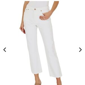 NWT Avec Les Filles High Rise Straight Leg Cropped Jeans Ecru, Sz 31, NWT